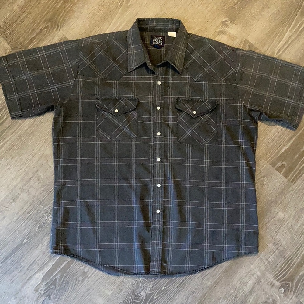 Rock Creek Ranch plaid snap short sleeve shirt